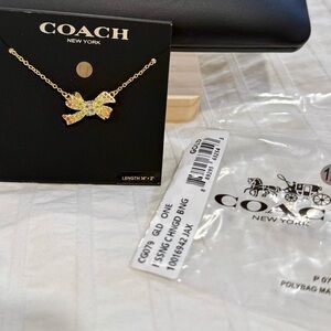Coach Gold and Pink Bow Necklace